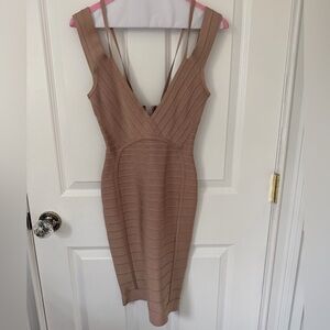 Herve Leger Original Bandage Dress in Nude